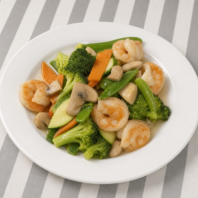 Jumbo Shrimp With Vegetables.