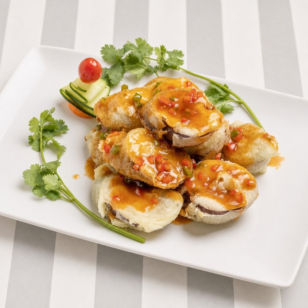 Eggplant With Garlic Sauce.