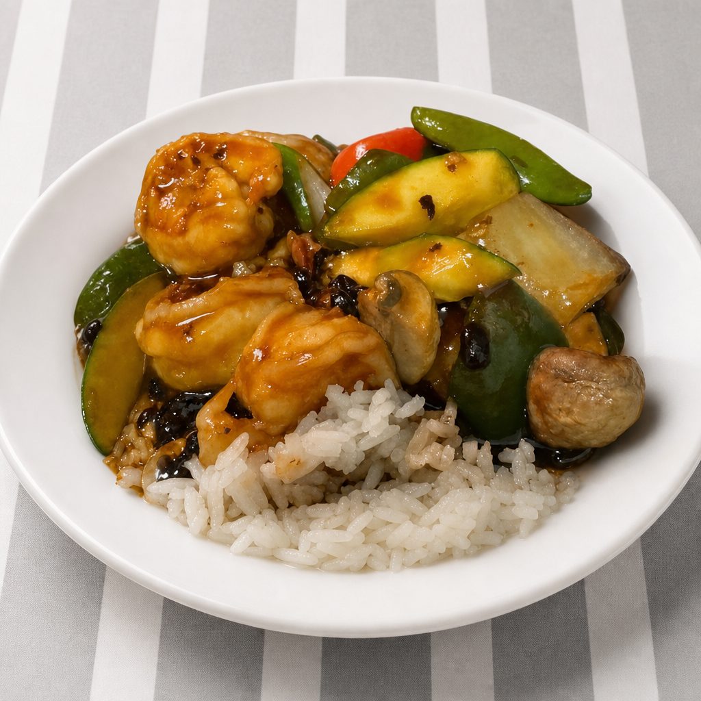 Jumbo Shrimp with Black Bean Sauce.