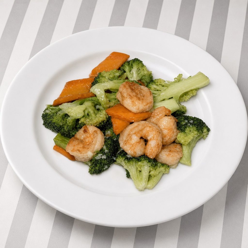 Jumbo Shrimp With Broccoli.