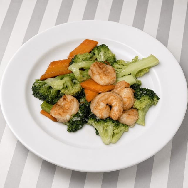 Jumbo Shrimp With Broccoli.