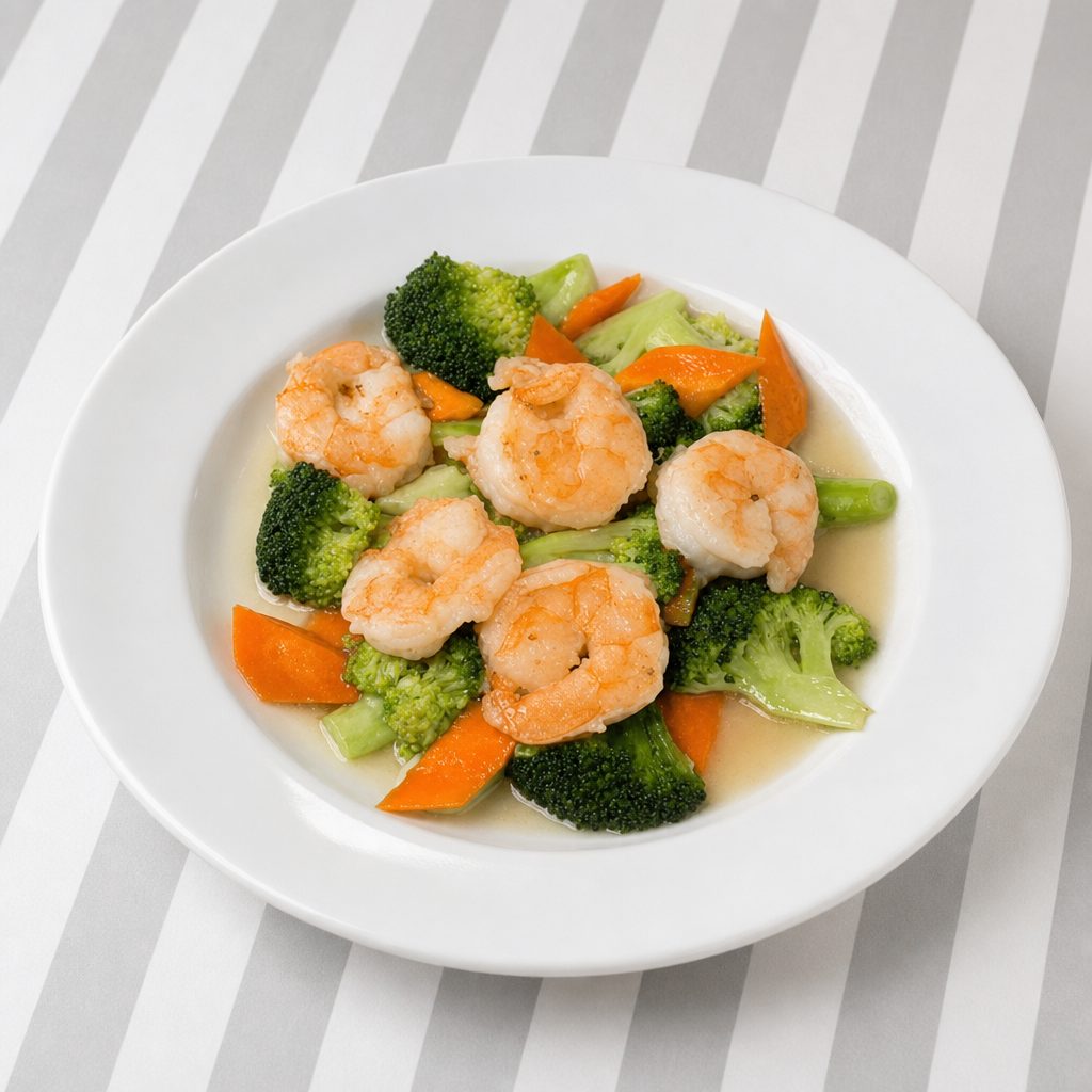 Jumbo Shrimp with Broccoli.