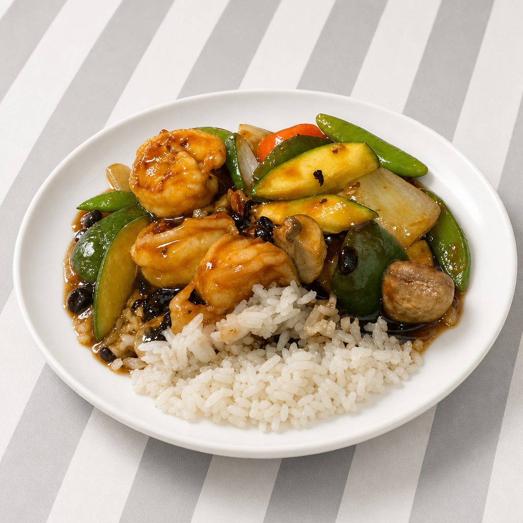 Jumbo Shrimp With Black Bean Sauce.