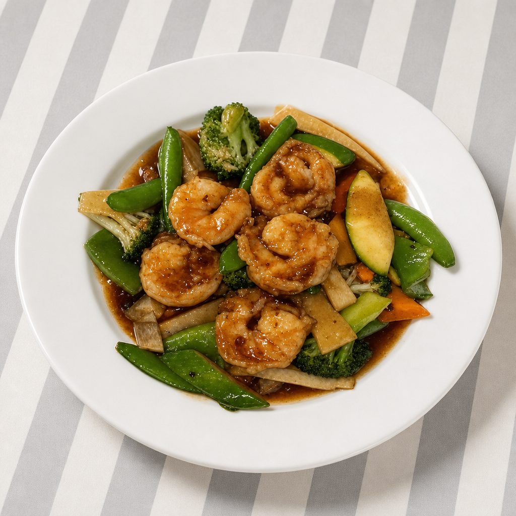 Jumbo Shrimp With Garlic Sauce.