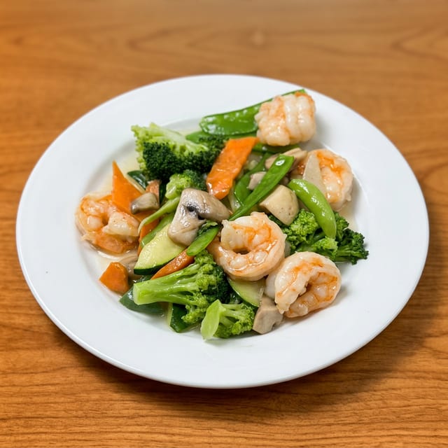 Jumbo Shrimp With Vegetables.