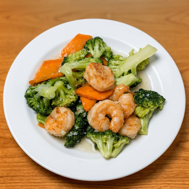 Jumbo Shrimp With Broccoli.