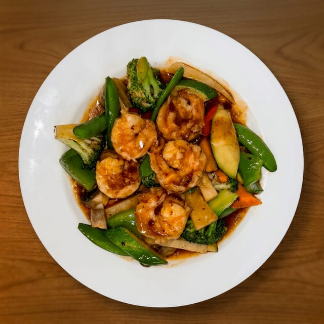Jumbo Shrimp With Garlic Sauce.