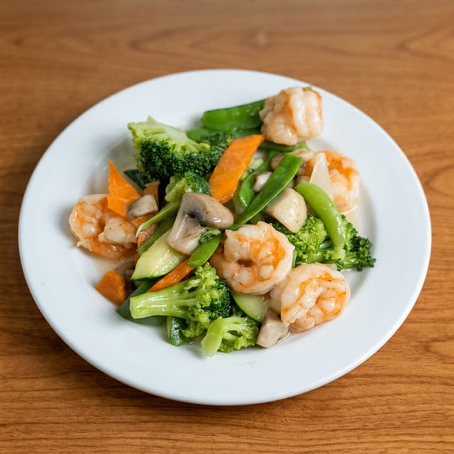 Jumbo Shrimp with Vegetables.